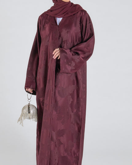 Maroon Jacquard Abaya