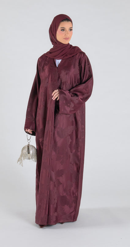 Maroon Jacquard Abaya