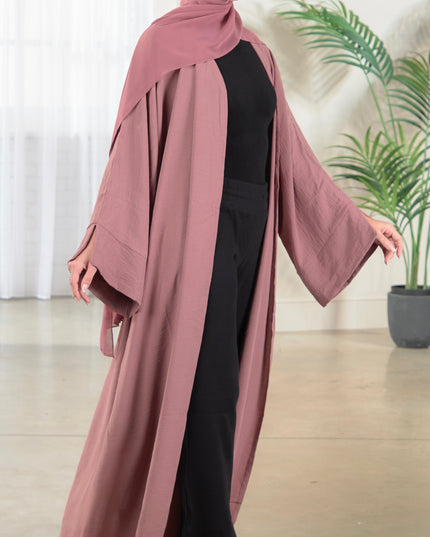 Open Abaya With Matching Hijab - Coral