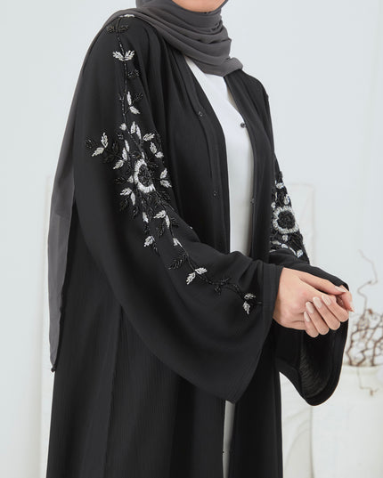 BLACK SILVER EMBELLISHED ABAYA