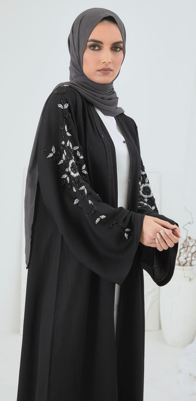 BLACK SILVER EMBELLISHED ABAYA