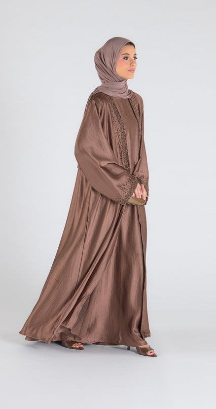 Mink Beaded Abaya Set