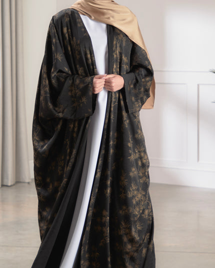 batwing gold flower abaya