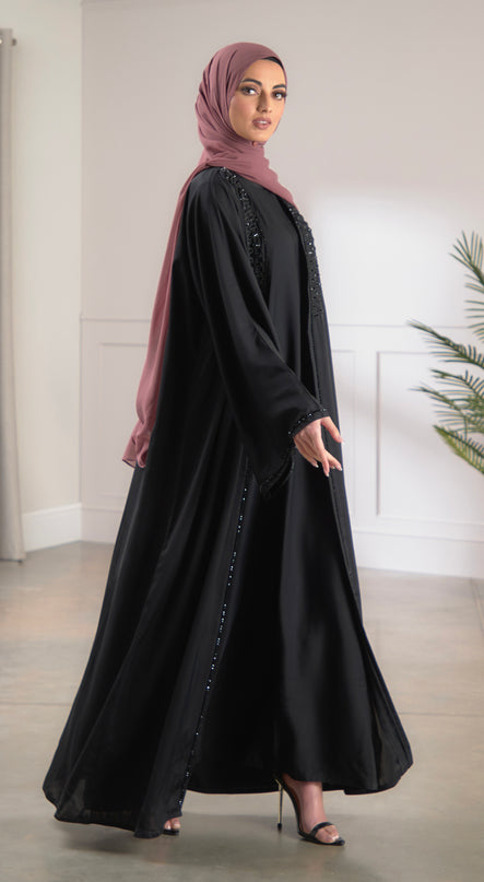 black two piece abaya