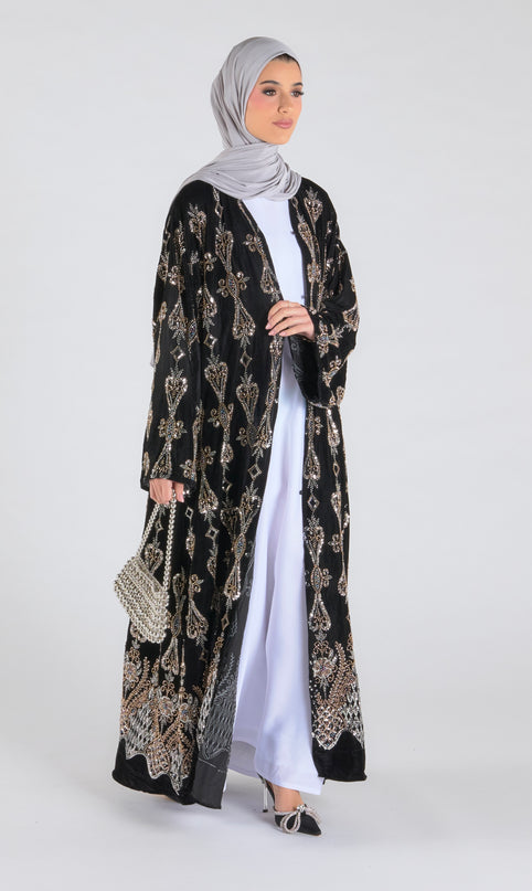 Luxe Noir Velvet Abaya - Limited Edition