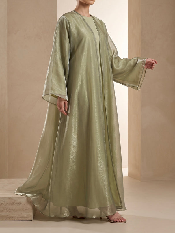 Organza Luxe Abaya - Olive