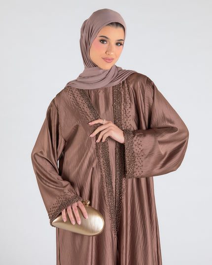 Mink Beaded Abaya Set