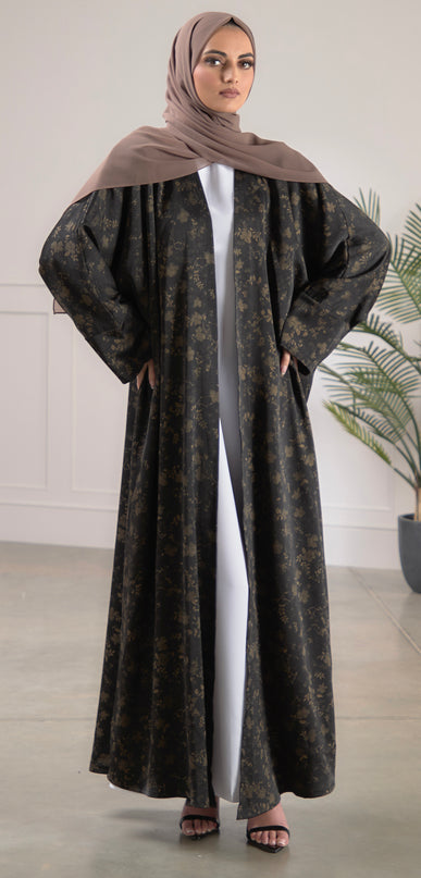 batwing gold flower abaya