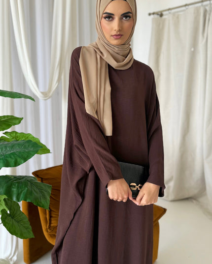 Basic Batwing Abaya - Walnut