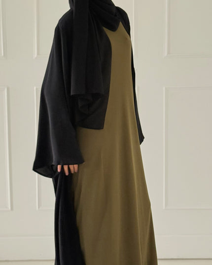 olive sleeveless slip dress