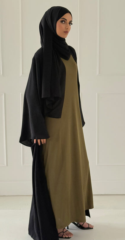 olive sleeveless slip dress