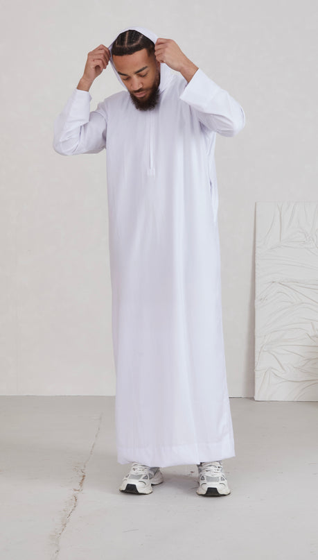 Men's Hooded Thobe - White