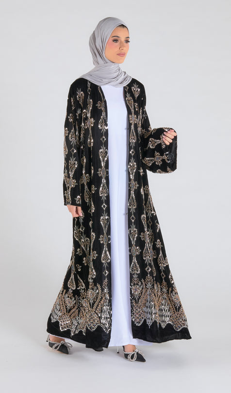 Luxe Noir Velvet Abaya - Limited Edition