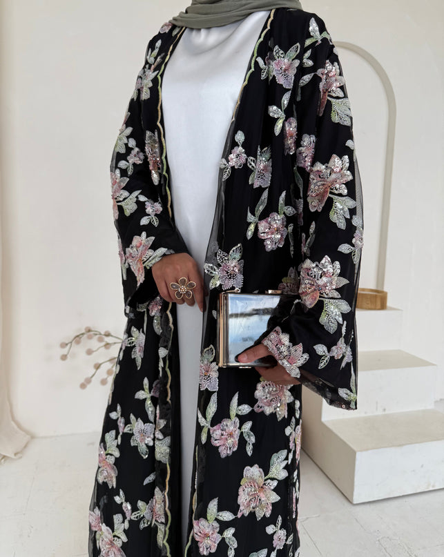 Black Blossom Abaya