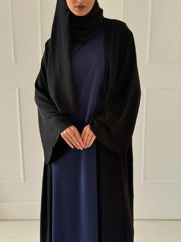 navy sleeveless slip dress