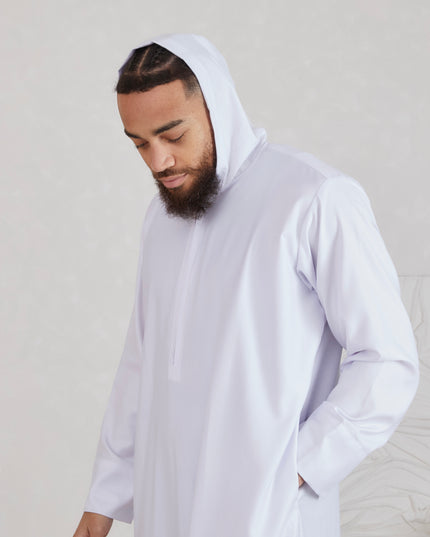 Men's Hooded Thobe - White