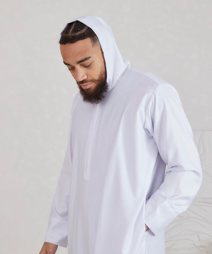Men's Hooded Thobe - White