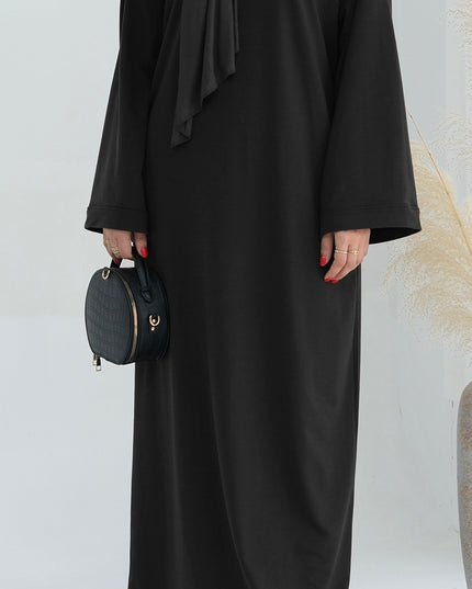 Closed Jersey Abaya - Black
