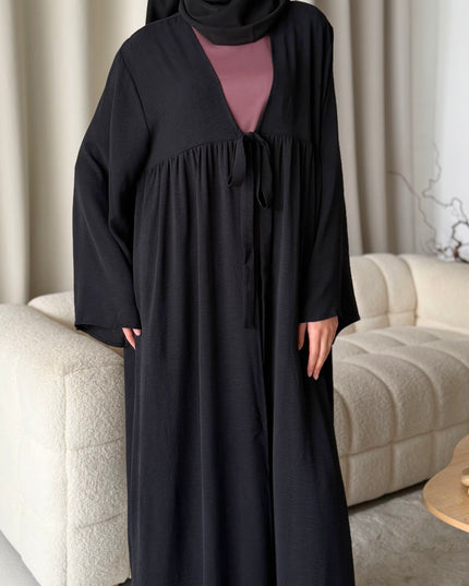 black tie open abaya