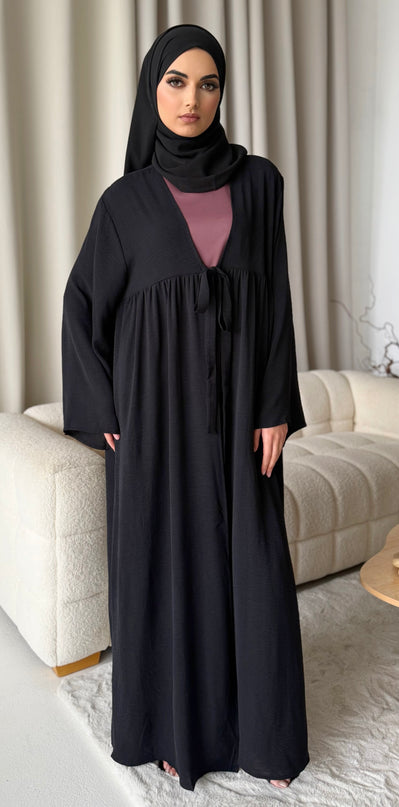 black tie open abaya