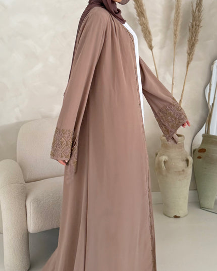 Edith Embellished Abaya - Mocha