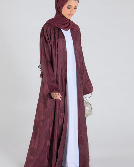 Maroon Jacquard Abaya