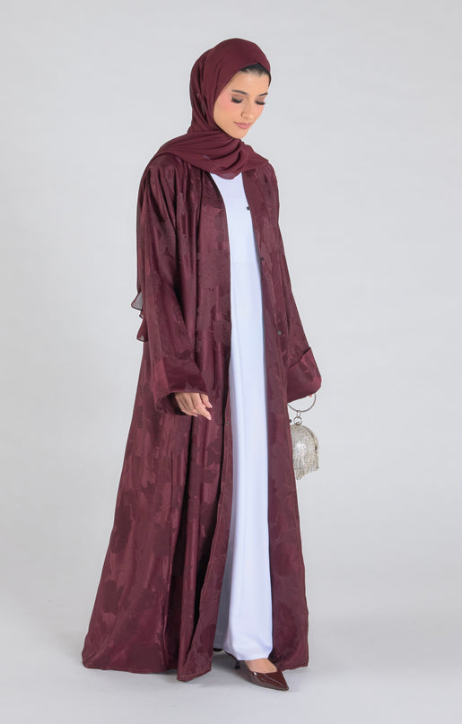 Maroon Jacquard Abaya