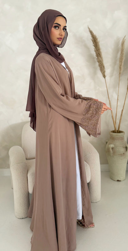 Edith Embellished Abaya - Mocha