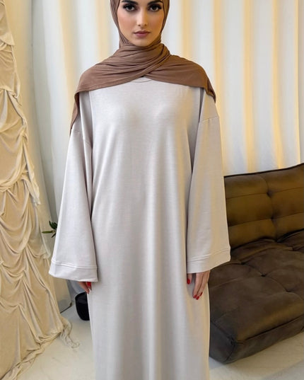 Closed Jersey Abaya - Nude