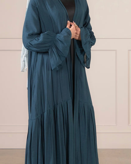 Tie Bell Sleeve Abaya -Teal