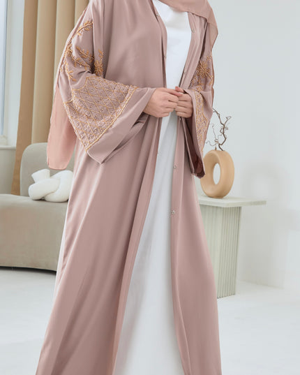 nude and gold abaya