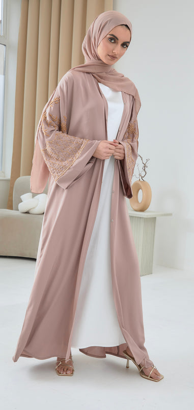 nude and gold abaya