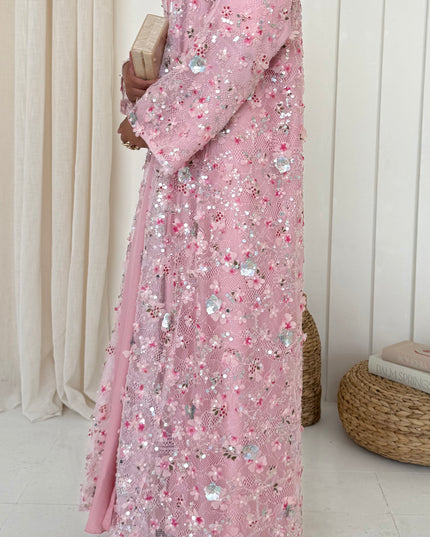 Avery Embellished Abaya - Pink