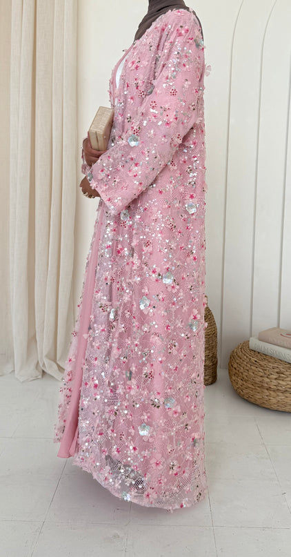 Avery Embellished Abaya - Pink
