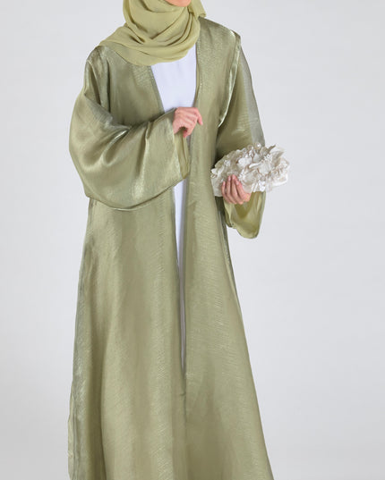 Organza Luxe Abaya - Olive