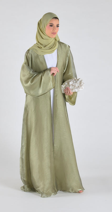 Organza Luxe Abaya - Olive