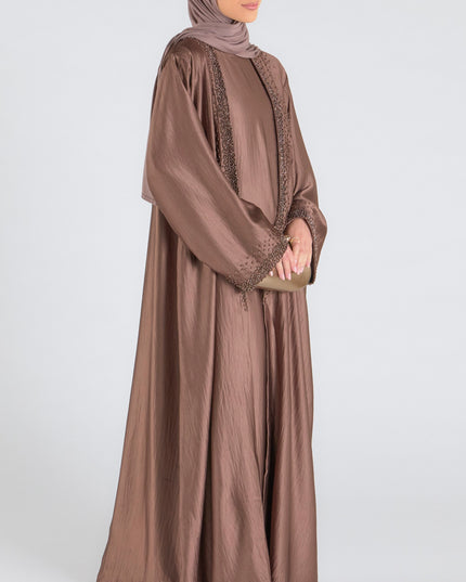 Mink Beaded Abaya Set