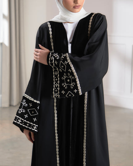 black velvet embroidered abaya