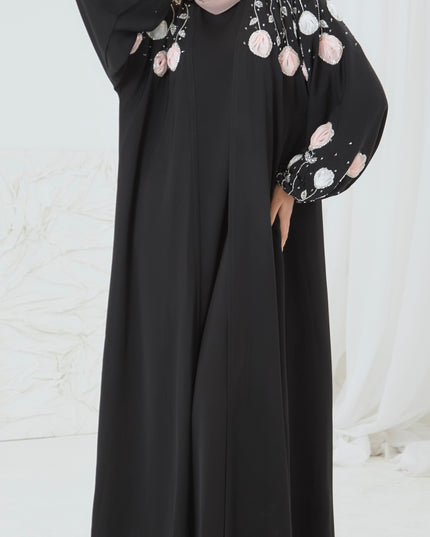 BLACK FLORAL ABAYA