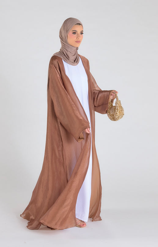 Organza Luxe Abaya - Tawny