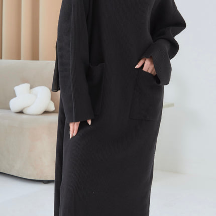 modest black jumper dress