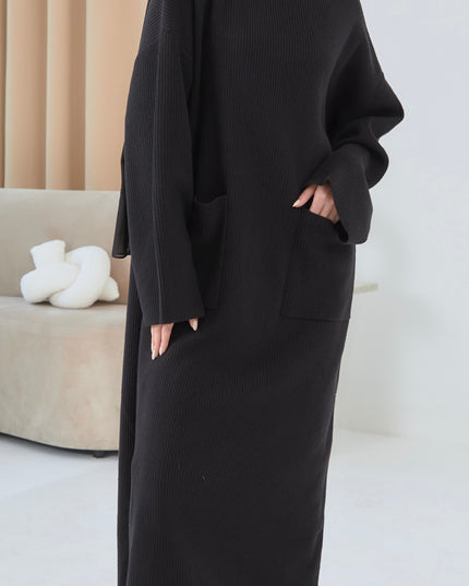 modest black jumper dress