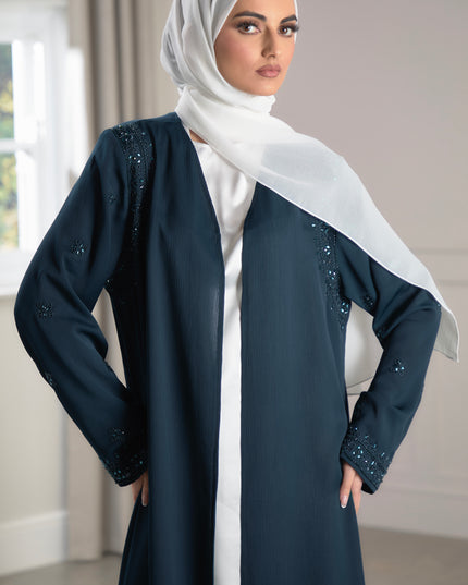 navy embellished abaya