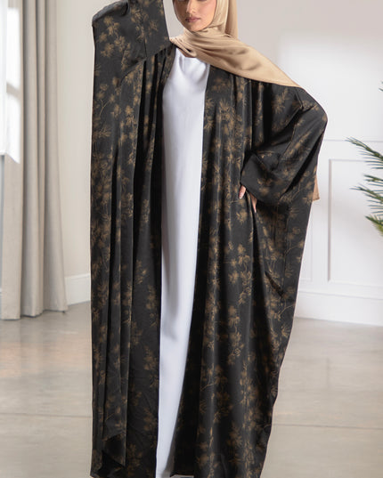 batwing gold flower abaya