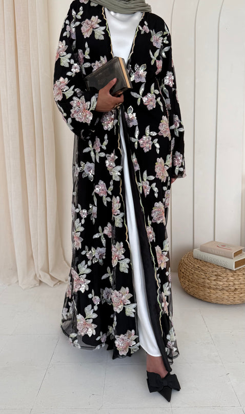 Black Blossom Abaya