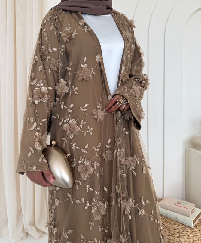 Maya Leaf Net Abaya