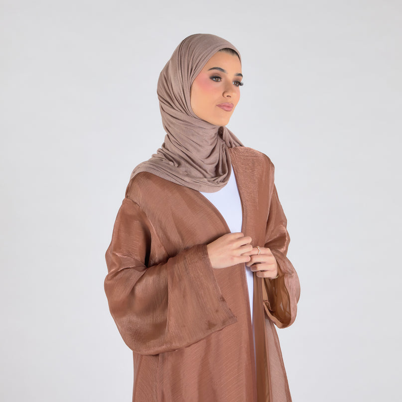 Organza Luxe Abaya - Tawny