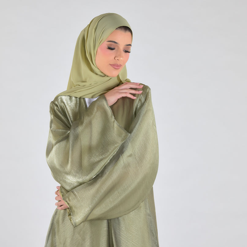 Organza Luxe Abaya - Olive