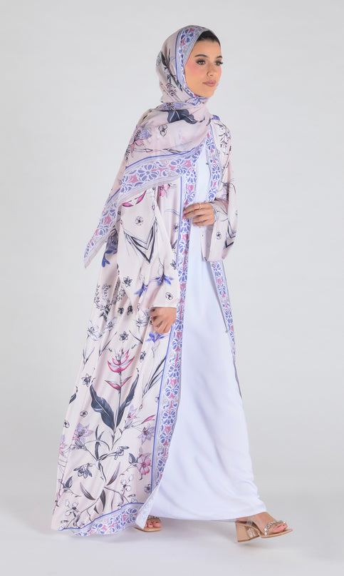 Azure Bloom Abaya - Off White