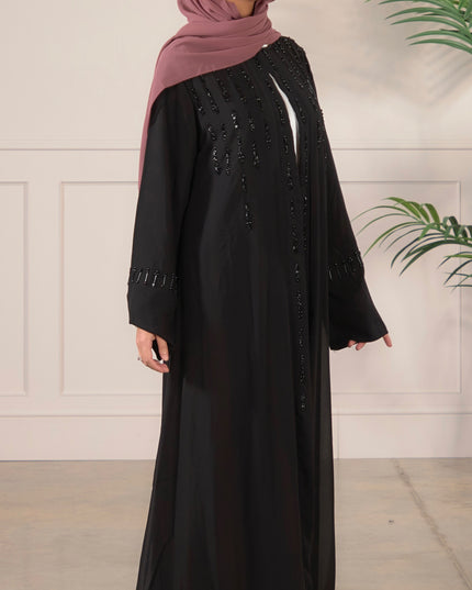 Pearl Veil Abaya - Black